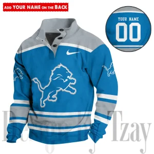 Detroit Lions Casual Long Sleeve Button Up Sweatshirt S9DBSCH2295