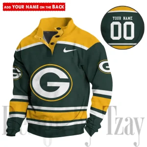 Green Bay Packers Casual Long Sleeve Button Up Sweatshirt S9DBSCH2296