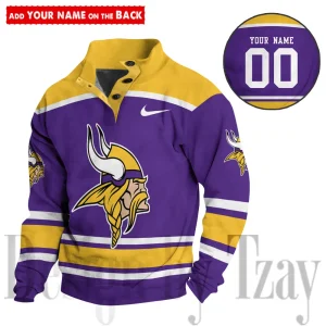 Minnesota Vikings Casual Long Sleeve Button Up Sweatshirt S9DBSCH2305