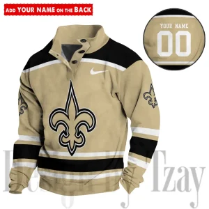 New Orleans Saints Casual Long Sleeve Button Up Sweatshirt S9DBSCH2307