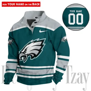 Philadelphia Eagles Casual Long Sleeve Button Up Sweatshirt S9DBSCH2310