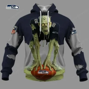 Seattle Seahawks Zombie Halloween Design Hoodie AZHD1392