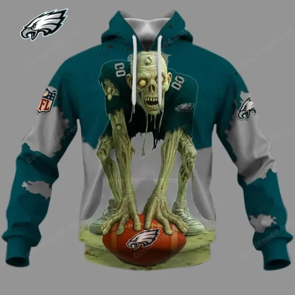Philadelphia Eagles Zombie Halloween Design Hoodie AZHD1395