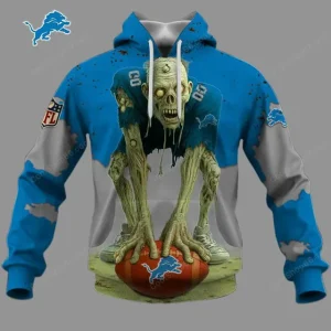 Detroit Lions Zombie Halloween Design Hoodie AZHD1402