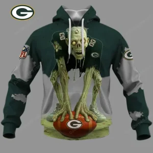Green Bay Packers Zombie Halloween Design Hoodie AZHD1416