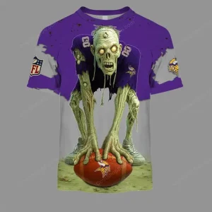 Minnesota Vikings Zombie Halloween Design T-Shirt AZTS1638