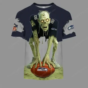 Seattle Seahawks Zombie Halloween Design T-Shirt AZTS1644