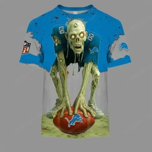 Detroit Lions Zombie Halloween Design T-Shirt AZTS1655