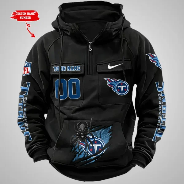 Tennessee Titans Long Sleeve Zipper Pocket Clothing Hooded Pullover Male Retro AZVMHD1218 - Image 5