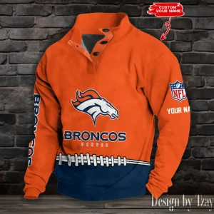 Denver Broncos Casual Long Sleeve Button Up Sweatshirt S9DBSCH2326