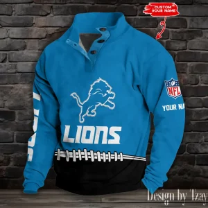Detroit Lions Casual Long Sleeve Button Up Sweatshirt S9DBSCH2327