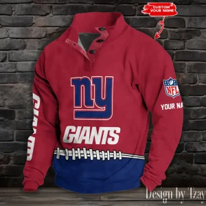 New York Giants Casual Long Sleeve Button Up Sweatshirt S9DBSCH2340