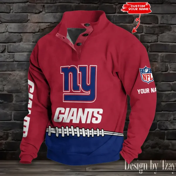 New York Giants Casual Long Sleeve Button Up Sweatshirt S9DBSCH2340