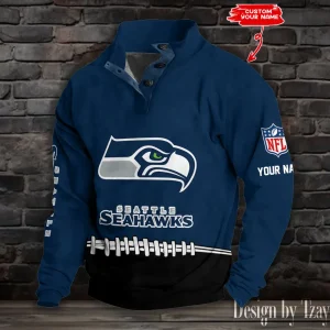 Seattle Seahawks Casual Long Sleeve Button Up Sweatshirt S9DBSCH2345