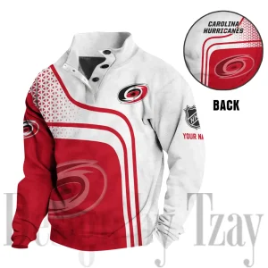 Carolina Hurricanes Casual Long Sleeve Button Up Sweatshirt S9DBSCH2352