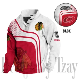 Chicago Blackhawks Casual Long Sleeve Button Up Sweatshirt S9DBSCH2353