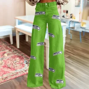 Seattle Seahawks Jeans Loose Straight Leg Trousers Trendy SPTJLSLT015