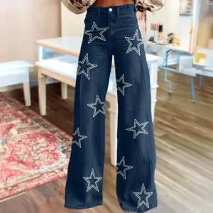 Dallas Cowboys Jeans Loose Straight Leg Trousers Trendy SPTJLSLT018