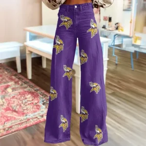 Minnesota Vikings Jeans Loose Straight Leg Trousers Trendy SPTJLSLT019