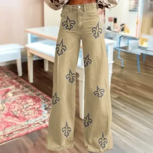 New Orleans Saints Jeans Loose Straight Leg Trousers Trendy SPTJLSLT022