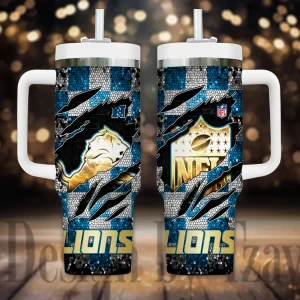 Detroit Lions Cold Drink Mugs Cup Printed Water Bottle 40oz AZC40OZT1041