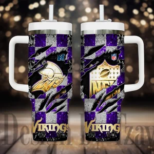 Minnesota Vikings Cold Drink Mugs Cup Printed Water Bottle 40oz AZC40OZT1051