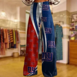 New York Giants Jeans Loose Straight Leg Trousers Trendy SPTJLSLT039
