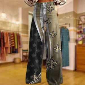 New Orleans Saints Jeans Loose Straight Leg Trousers Trendy SPTJLSLT043