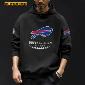 Buffalo Bills Men's Loose Long Sleeve Multiple Pocket Hoodie SPTLLSMPH036