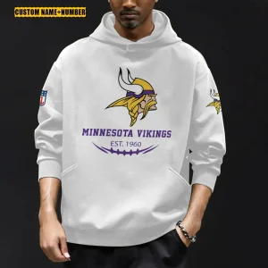 Minnesota Vikings Men's Loose Long Sleeve Multiple Pocket Hoodie SPTLLSMPH053