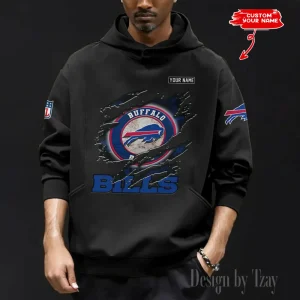 Buffalo Bills Men's Loose Long Sleeve Multiple Pocket Hoodie SPTLLSMPH075
