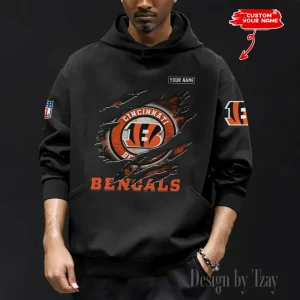 Cincinnati Bengals Men's Loose Long Sleeve Multiple Pocket Hoodie SPTLLSMPH078