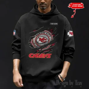 Kansas City Chiefs Men's Loose Long Sleeve Multiple Pocket Hoodie SPTLLSMPH087