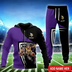 Minnesota Vikings Combo Zip Hoodie And Sweatpants Gift For Fan AZHD1549