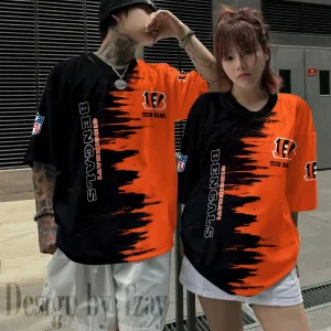 Cincinnati Bengals Couple T-shirts Custom Any Name And Number Gifts For Fan SPTCT072