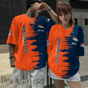 Denver Broncos Couple T-shirts Custom Any Name And Number Gifts For Fan SPTCT075