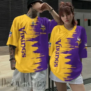 Minnesota Vikings Couple T-shirts Custom Any Name And Number Gifts For Fan SPTCT086