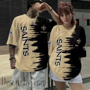 New Orleans Saints Couple T-shirts Custom Any Name And Number Gifts For Fan SPTCT088