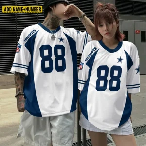 Dallas Cowboys Couple T-shirts Custom Any Name And Number Gifts For Fan SPTCT009