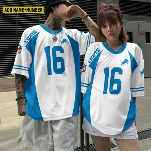 Detroit Lions Couple T-shirts Custom Any Name And Number Gifts For Fan SPTCT011