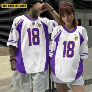 Minnesota Vikings Couple T-shirts Custom Any Name And Number Gifts For Fan SPTCT021