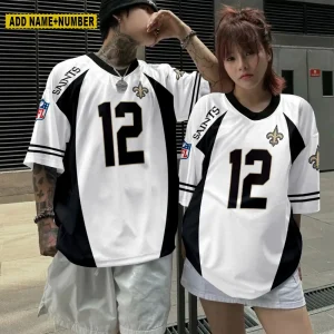 New Orleans Saints Couple T-shirts Custom Any Name And Number Gifts For Fan SPTCT023