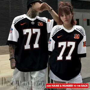 Cincinnati Bengals Couple T-shirts Custom Any Name And Number Gifts For Fan SPTCT040