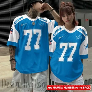 Detroit Lions Couple T-shirts Custom Any Name And Number Gifts For Fan SPTCT044