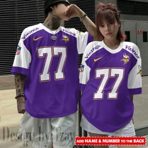 Minnesota Vikings Couple T-shirts Custom Any Name And Number Gifts For Fan SPTCT054
