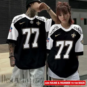 New Orleans Saints Couple T-shirts Custom Any Name And Number Gifts For Fan SPTCT056