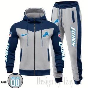 Detroit Lions NFL Men's Tracksuit Hooded Zipper Fashion Casual Sports SPTMTHZFCS107