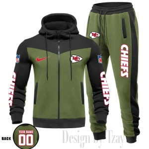 Kansas City Chiefs NFL Men's Tracksuit Hooded Zipper Fashion Casual Sports SPTMTHZFCS112