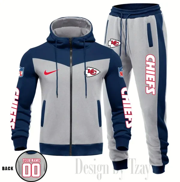 Kansas City Chiefs NFL Men's Tracksuit Hooded Zipper Fashion Casual Sports SPTMTHZFCS112 - Image 2