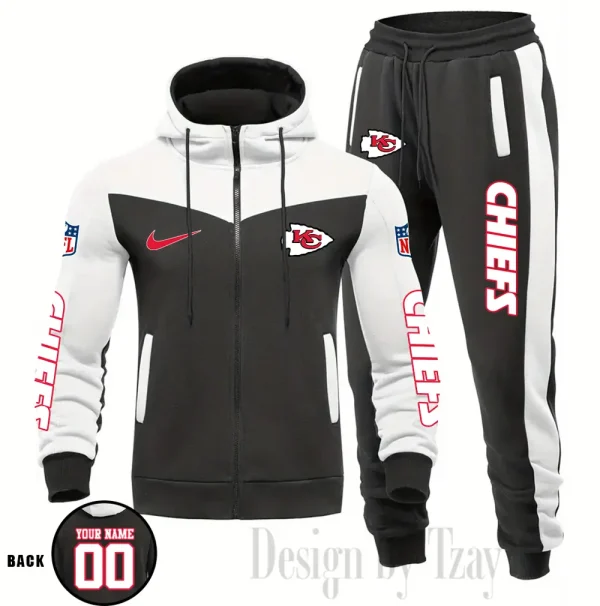 Kansas City Chiefs NFL Men's Tracksuit Hooded Zipper Fashion Casual Sports SPTMTHZFCS112 - Image 3